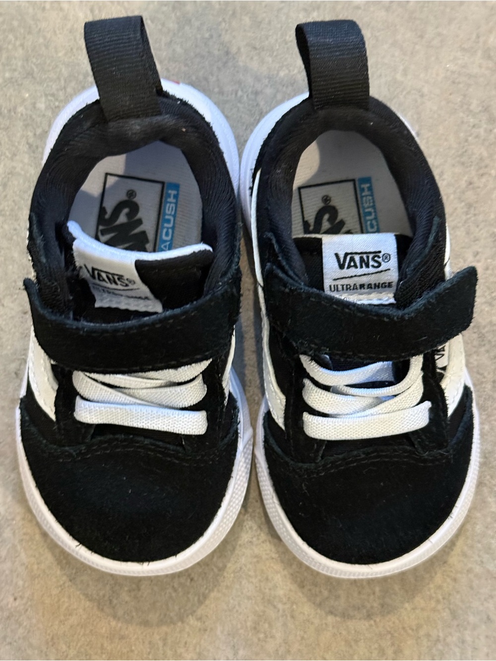 Vans toddler Black and White Velcro Sneakers